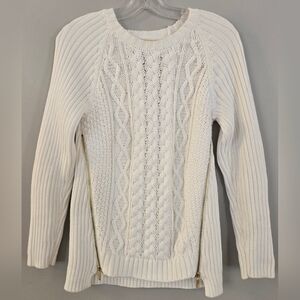 Michael Kors Knit Sweater White Ivory With Zipper Accents Size Medium‎